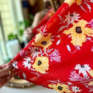 Red floral dress. Divided. Size 4.